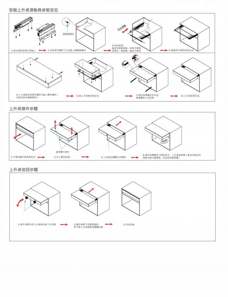 A2-390 隱藏式緩衝上升延伸桌五金 ( 美邊款 ):圖片 3