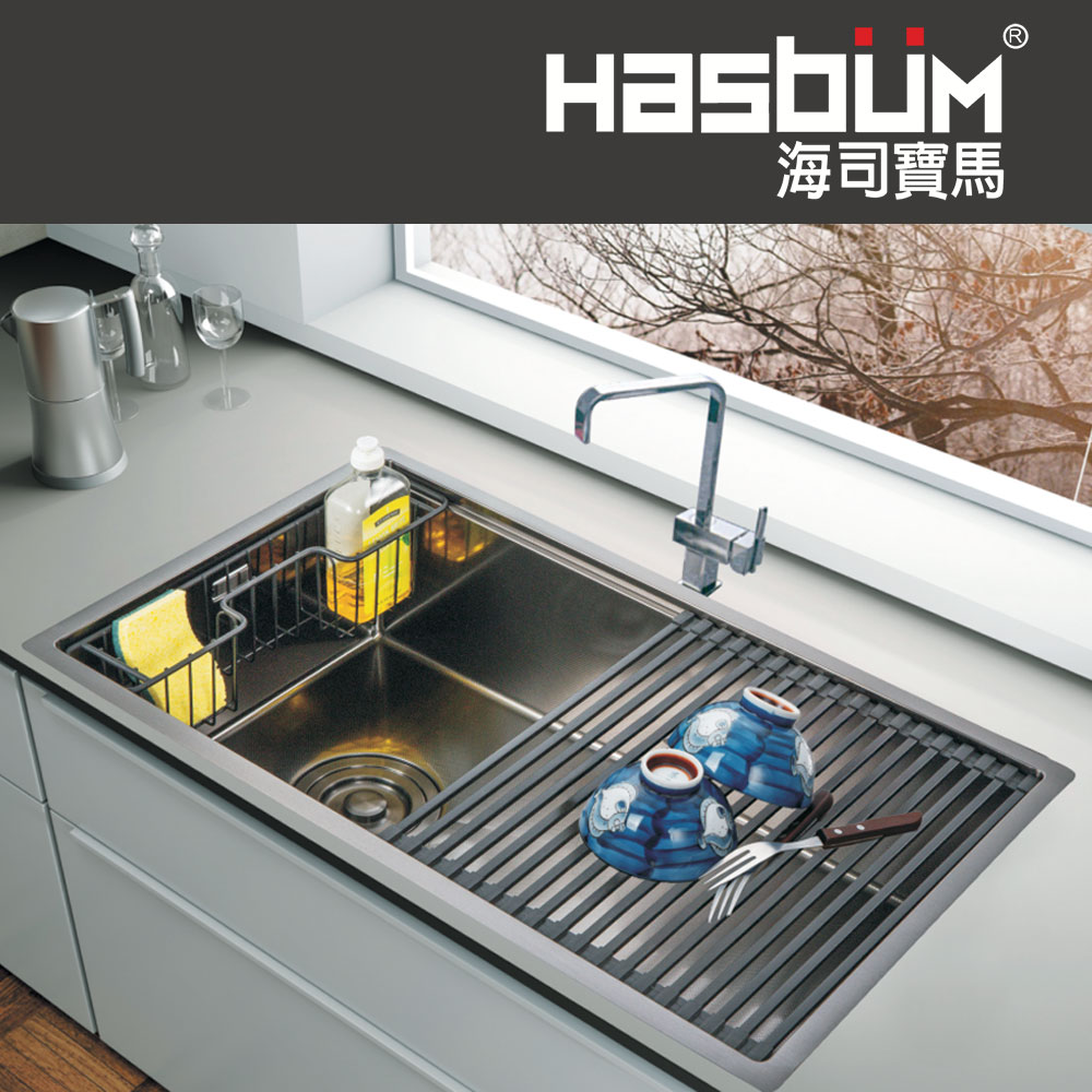 HASBUM 海司寶馬進口304不鏽鋼-壓紋2D手工水槽 黑色 F2D7546-BK